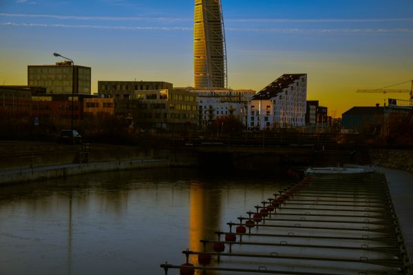 luce del sole, città, paesaggio urbano, notte, architettura, tramonto