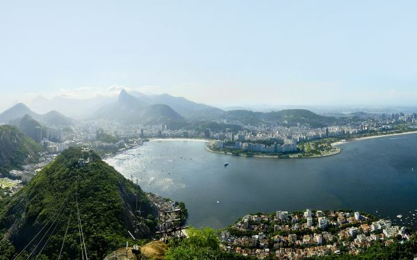 Rio de Janeiro,bay,ocean,city,skyscrapers,traffic