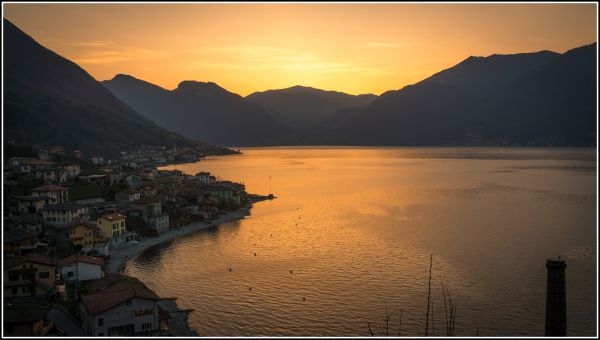 Italia,Danau Como,matahari terbenam