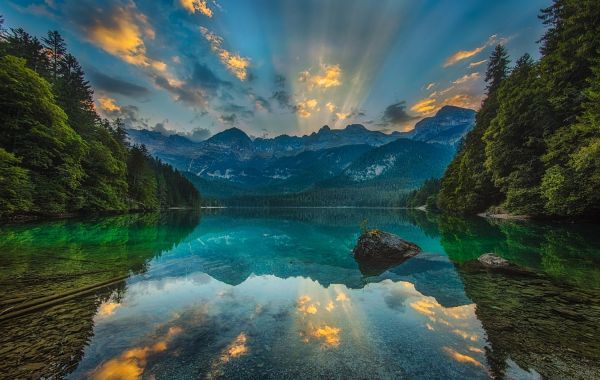 paysage,forêt,Montagnes,Italie,lumière du soleil,le coucher du soleil