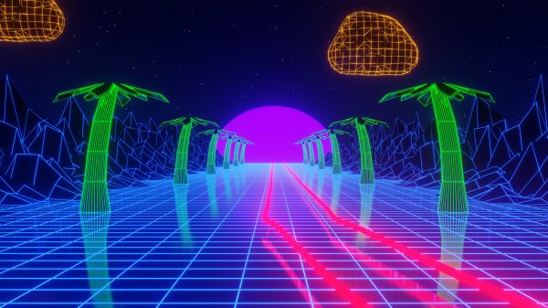 Retrowave,vaporwave,synthwave,retrostil,neon,4k