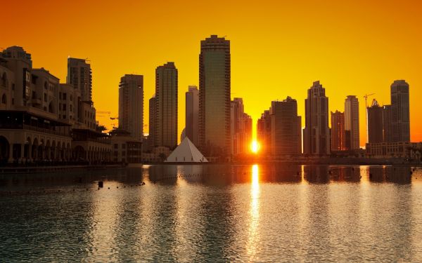 water,skyscraper,building,sky,afterglow,world