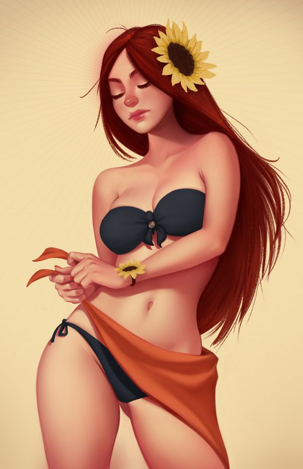 League of Legends,Leona League of Legends,cleavage,bikini,swimwear,simple background