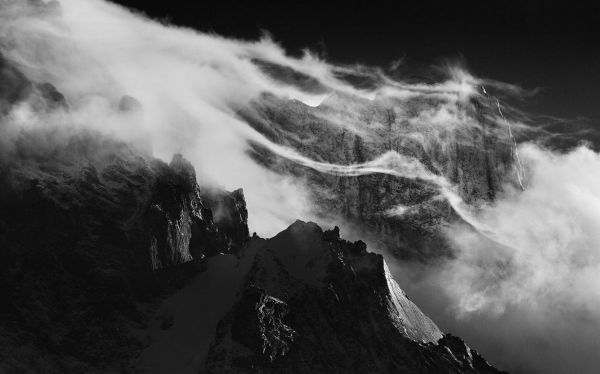 Chili,wolken,landschap,1230x768 px,mist,monochroom