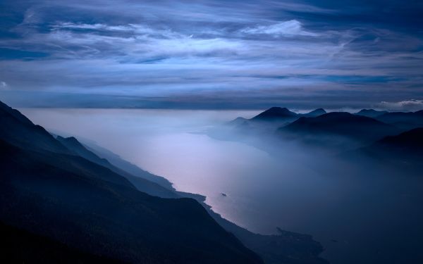 zonlicht,landschap,bergen,zee,reflectie,hemel