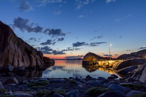 paisaje,mar,rock,reflexión,cielo,puesta de sol