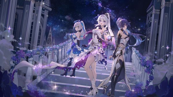 Honkai Impact 3rd, opera d'arte, Honkai Impact, anime, anime girls, women trio