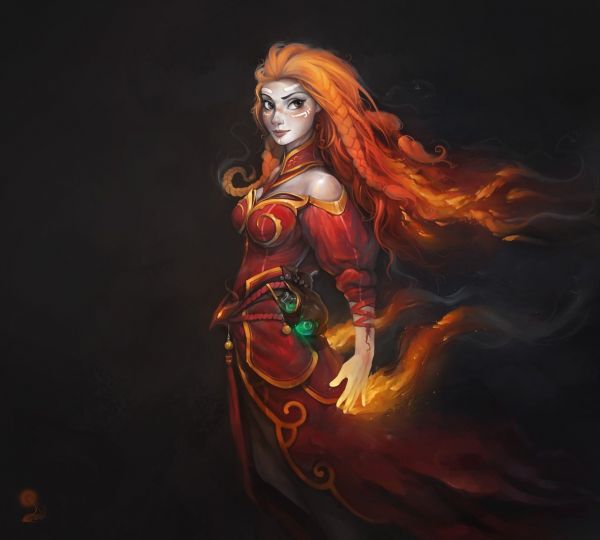 ilustração,videogames,Menina de fantasia,Dota 2,Lina,Lina Inverse