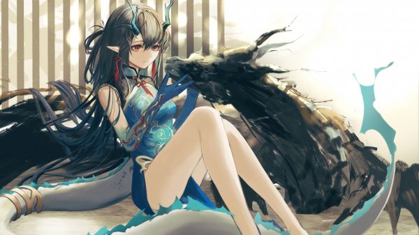 anime,gadis anime,dragon chinese,naga,Arknights,Dusk Arknights