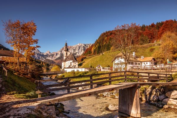 Bavaria,Germany,river,bridge,Alps