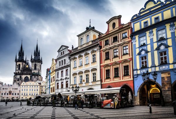 República Checa,Praga,construção,rua,tarde