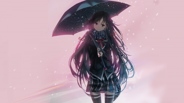 illustration,anime,anime girls,umbrella,school uniform,Yahari Ore no Seishun Love Comedy wa Machigatteiru