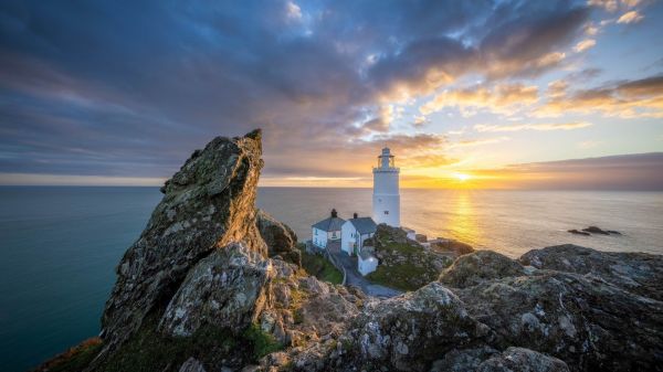 phare,ciel,Soleil,des roches