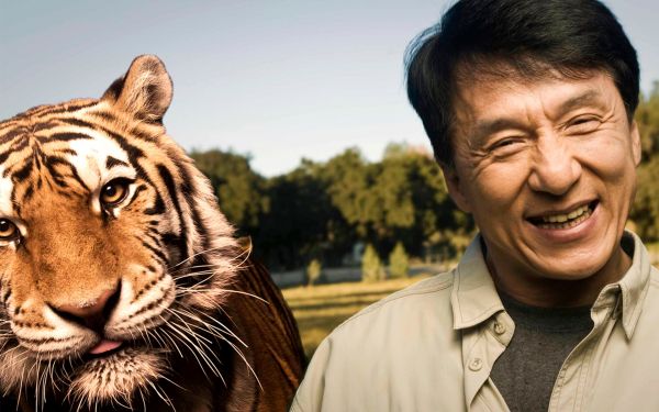 Jackie Chan,leende,personer,tiger,huvud,manlig