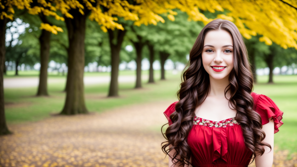 ai art,women,brunette,portrait,nature,dress