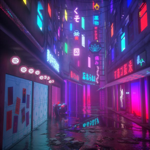 Cyberpunk,Neon-,Betrachtung,Katze