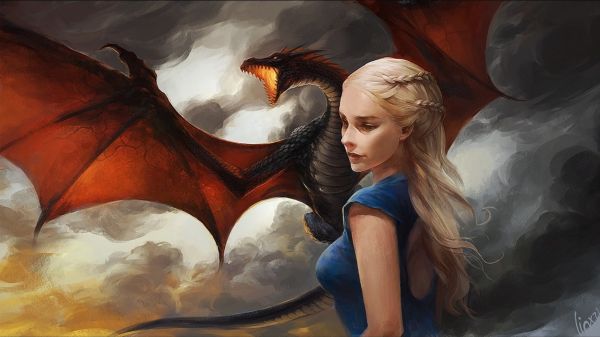 illustration, fantasy art, anime, artwork, painting, dragon