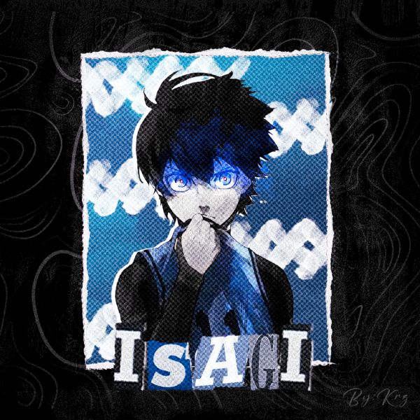 Blue Lock,Isagi Yoichi,vlny,Cover art,modré oči,černé vlasy