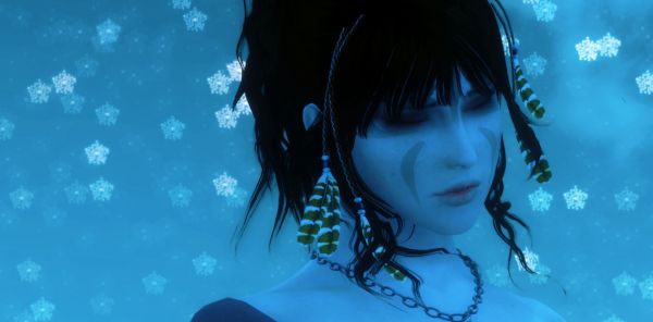 vrouw,anime,blauw,The Elder Scrolls V Skyrim,sneeuw,onderwater-