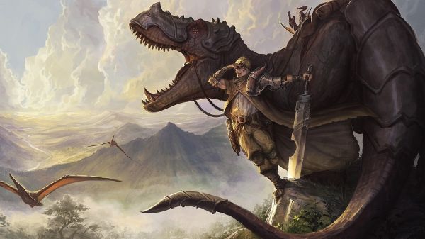 dragon, dinosaurs, dinosaur, fantasy art, weapon, mythology