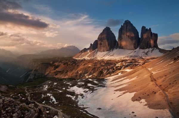 Nubes,Dolomitas montañas,Italia,1400x925 px,Alpes,camino de tierra