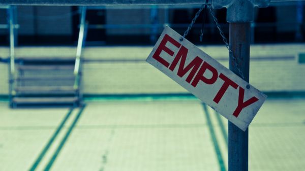 blue,depth of field,red,signs,stadium,structure