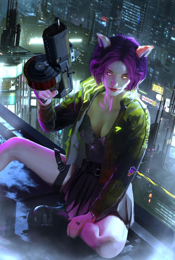 Angelina Stroganova, cyberpunk 2077, Kvinder, computerspil, fan kunst, Video Game Art