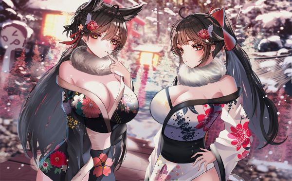 애니메이션,애니메이션 소녀들,Azur Lane,Takao Azur Lane,Atago Azur Lane,긴 머리