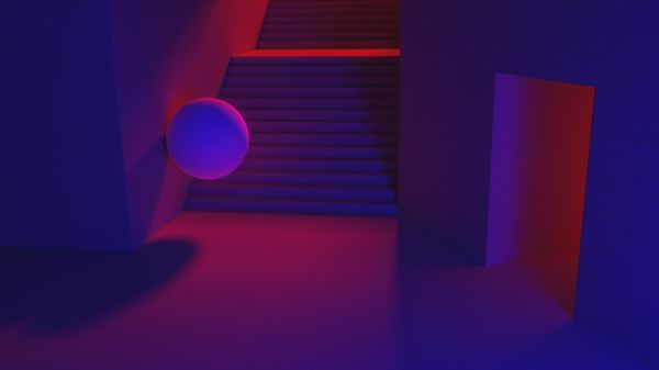 arkitektur, gjengi, Blender, blue light, red light, betong