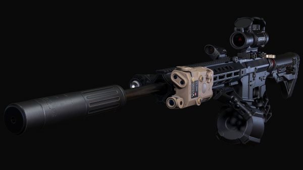 Florian Neumann,M4A1,rifles,carbine,suppressors,drum magazine