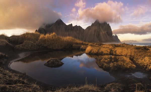 阳光, 景观, 海, 湖, 岩, 日落