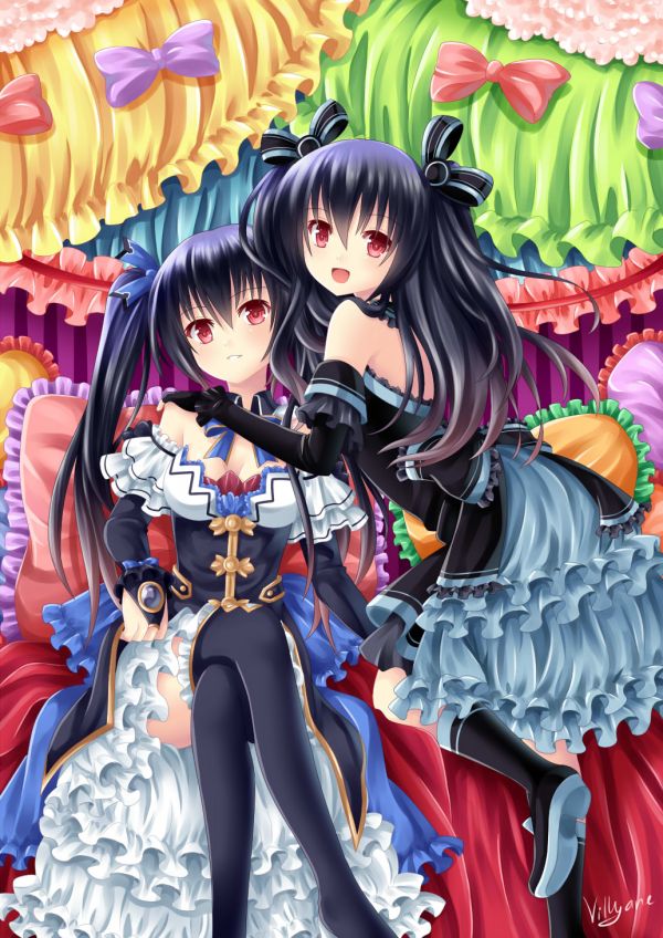 аниме,Аниме девушки,Hyperdimension Neptunia,Noire Hyperdimension Neptunia,Uni Hyperdimension Neptunia,Хвостик