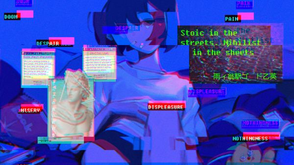 vaporwave,anime dievčatá,glitch art,wallpapers