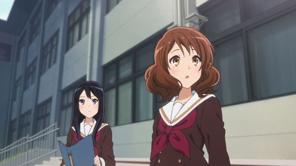 Oumae Kumiko,Kousaka Reina,lang haar,zwart haar,kort haar,brunette