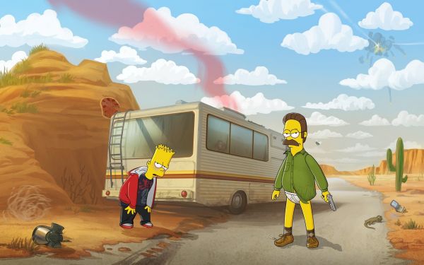 Breaking Bad,1920x1200 px,Bart Simpson,crossover,humor,Ned Flanders