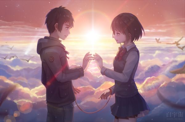 Miyamizu Mitsuha,namamu,sinar matahari,cinta,pagi,emosi