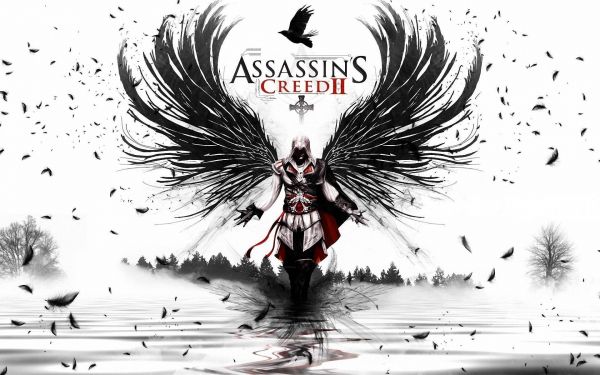 Assassin's Creed,Assassin's Creed II,drawing,illustration,monochrome,cartoon