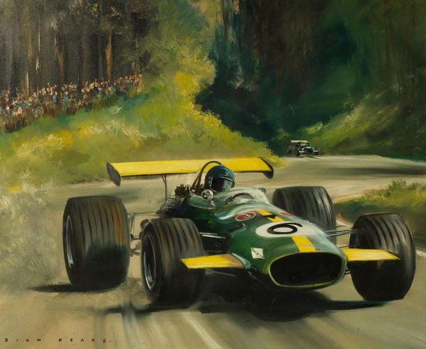 จิตรกรรม,ภาพสีน้ำมัน,Jacky Ickx,formula cars,Brabham BT26,Dion Pears