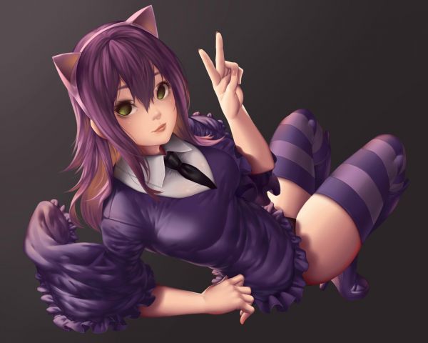 Anime,Filles anime,Nekomimi,fille chat,League of Legends,violet