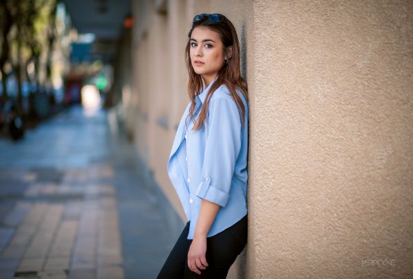 model,long hair,auburn hair,straight hair,Adriano Perticone,depth of field