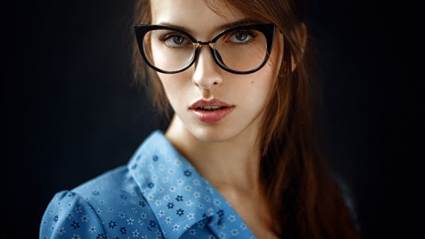 femmes,portrait,Femmes avec des lunettes,chemise,visage,Bokeh