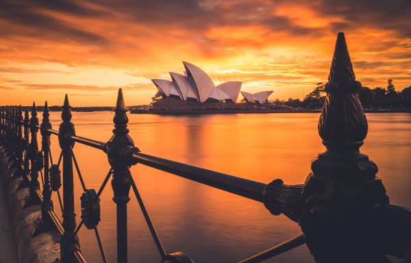 Australia,Sydney Opera House,4952x3172 px,bay,clouds,sunset