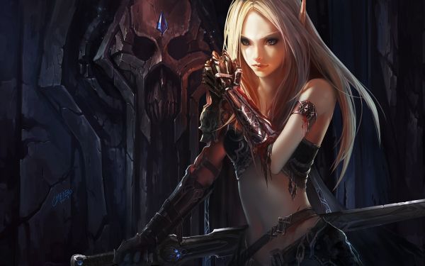 World of Warcraft,ψηφιακή τέχνη,ξανθιά,μακριά μαλλιά,anime,μαύρα μαλλιά