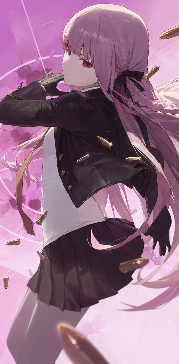 anime,κορίτσια anime,Kirigiri Kyouko,ψηφιακή τέχνη,Danganronpa,μοβ μαλλιά