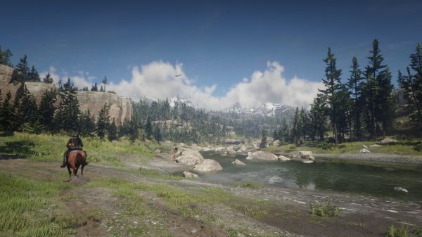 Red Dead Redemption 2, PC-spilling, cowboy, hest, vestlig, skjermbilde