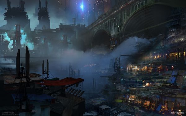 noc, cyberpunk, futuristický, umelecké diela, panorámu mesta, sci-fi