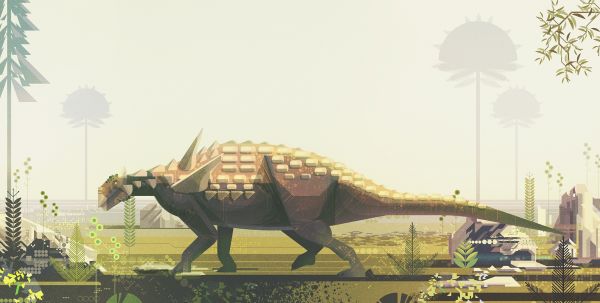 konstverk, illustration, digital konst, dinosaurier, djur