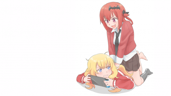 Gabriel Dropout,Gabriel White Tenma,Satanichia McDowell Kurumizawa,school uniform,white background,anime girls