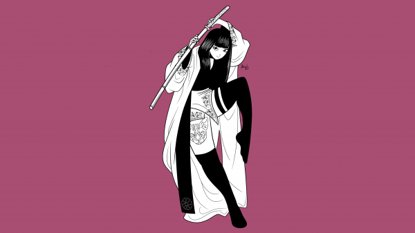 Samurai, ninja girl, samurai mujer, Rosa, Katana, Beine