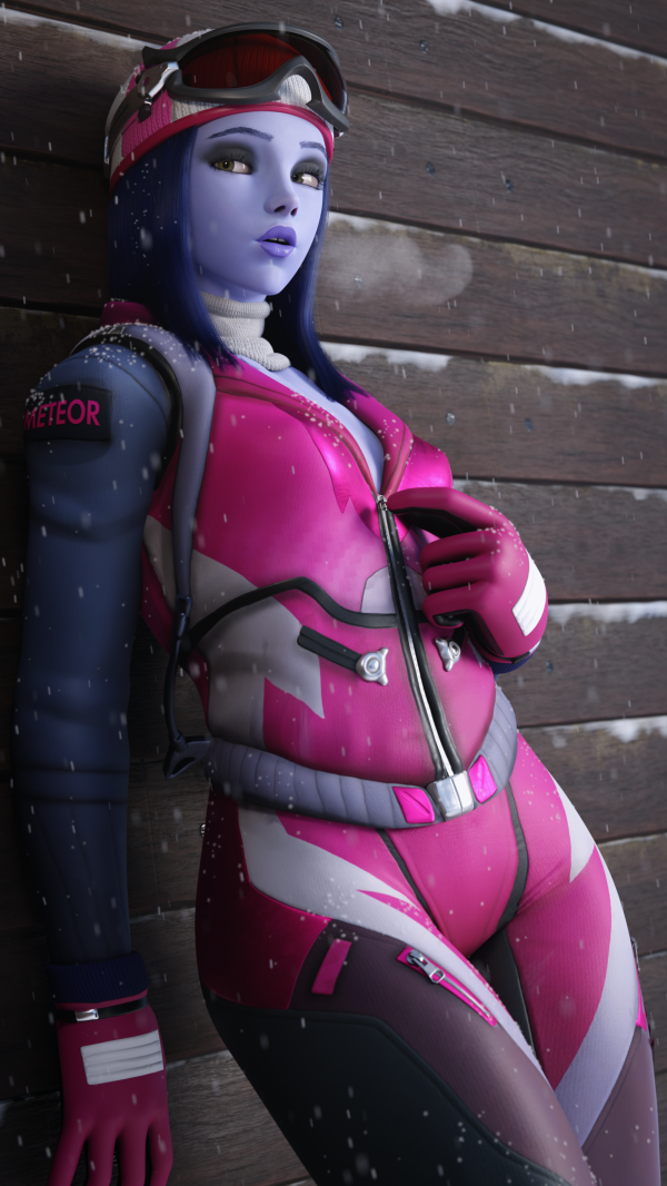 Widowmaker Overwatch,χιονίζει,pink clothing,Looking at the side,κλίση,Blizzard Entertainment